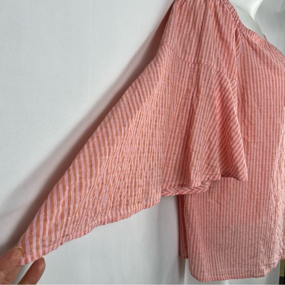 LANE BRYANT Women's Off Shoulder Striped Pink Orange Blouse Top 18-20 Peasant - Picture 5 of 7